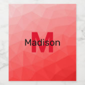 Geometrisches rotes Gradientenmuster Monogramm Weinetikett (Einzelnes Label)