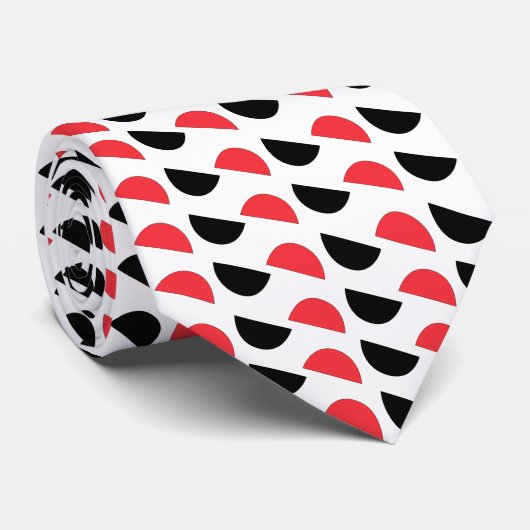 Geometrisches rotes Halbkreismuster Krawatte (Gerollt)