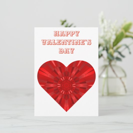 geometrisches rotes Herz Feiertagskarte (Stehend Vorderseite)