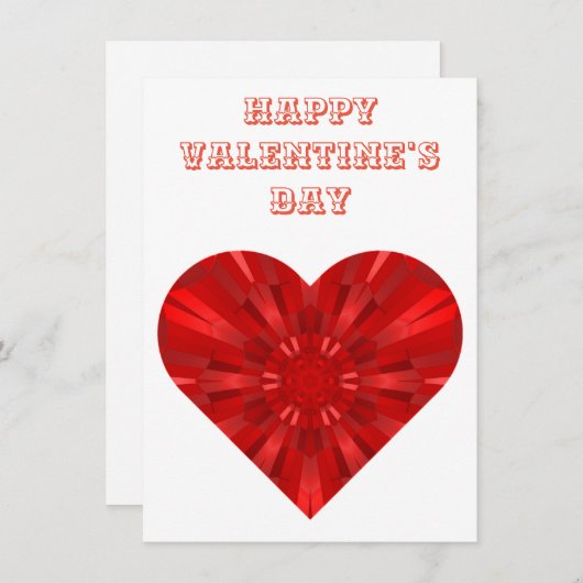 geometrisches rotes Herz Feiertagskarte (Vorne/Hinten)