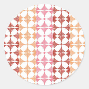 Geometrisches rotes Ikat-Streifenmuster Runder Aufkleber