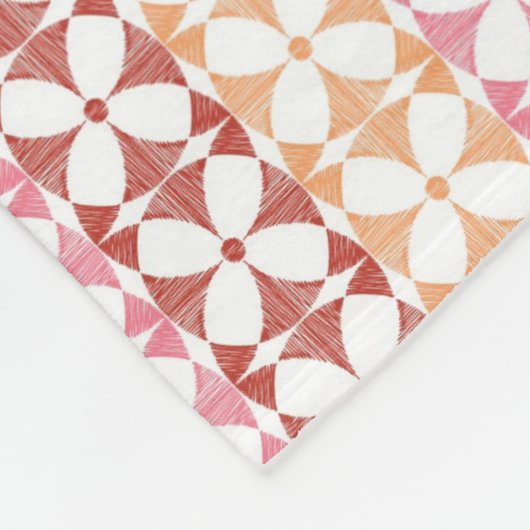 Geometrisches rotes ikat stripes Muster Fleecedecke (Ecke)