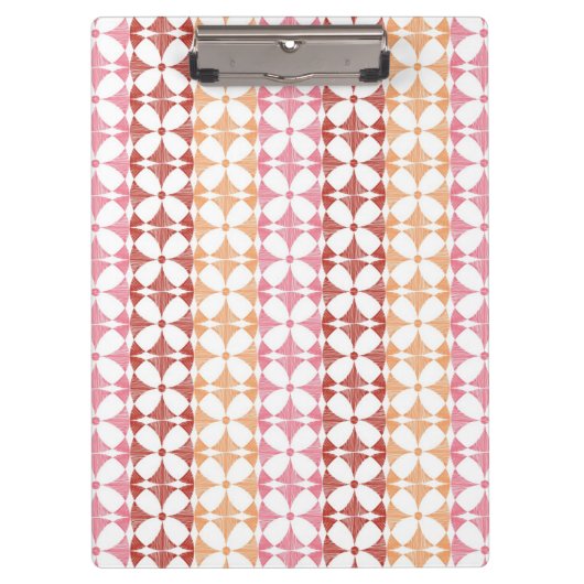 Geometrisches rotes ikat stripes Muster Klemmbrett (Vorderseite)