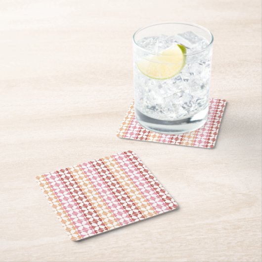 Geometrisches rotes ikat stripes Muster Rechteckiger Pappuntersetzer (Vor Ort)