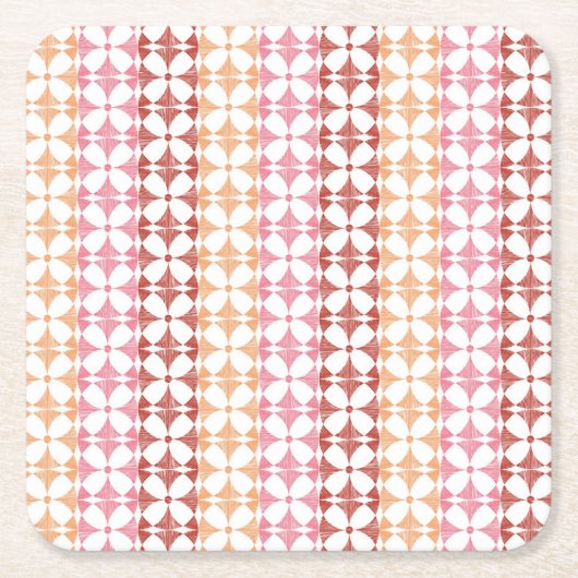 Geometrisches rotes ikat stripes Muster Rechteckiger Pappuntersetzer (Vorderseite)