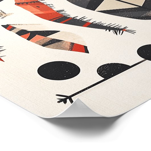 Geometrisches Rotes Krebse Poster (Ecke)