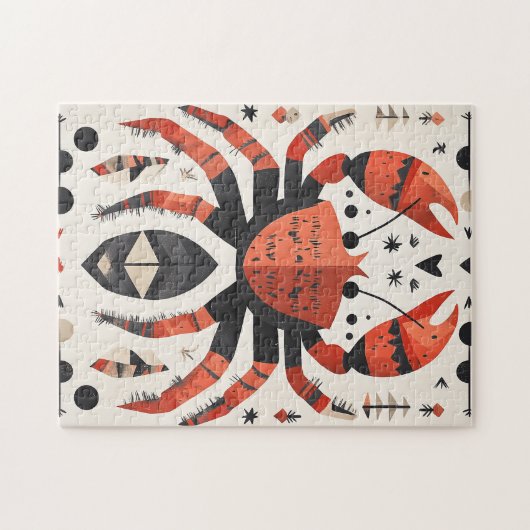 Geometrisches Rotes Krebse Puzzle (Horizontal)