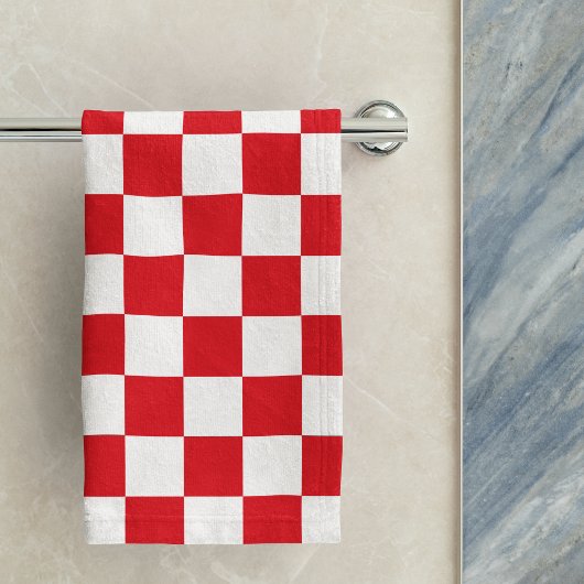 Geometrisches rotes kroatisches Schachbrettmuster Handtuch