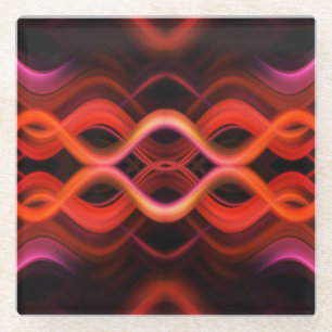 Geometrisches rotes Liniendesign. Glasuntersetzer