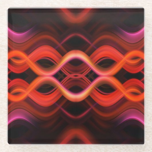 Geometrisches rotes Liniendesign. Glasuntersetzer (Vorderseite)