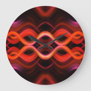 Geometrisches rotes Liniendesign. Große Wanduhr