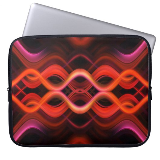 Geometrisches rotes Liniendesign. Laptopschutzhülle (Vorderseite)