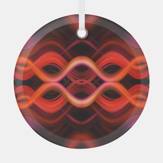 Geometrisches rotes Liniendesign. Ornament Aus Glas (Vorderseite)
