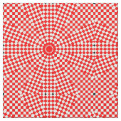 Geometrisches rotes Muster des weißen Circle Star Stoff (Nahaufnahme)