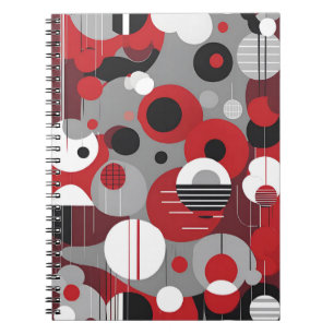 Geometrisches rotes Notebook - Bold und Modern Cir Notizblock