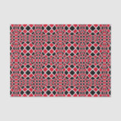 Geometrisches rotes Schwarz/Weiß Op Art Muster Seidenpapier (Vorderseite)
