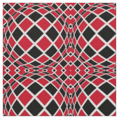 Geometrisches rotes Schwarz/Weiß Op Art Muster Stoff (Nahaufnahme)
