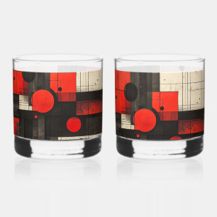 Geometrisches rotes schwarzes Cream Whiskyglas