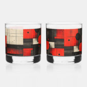 Geometrisches rotes schwarzes Cream Whiskyglas (Rechts)