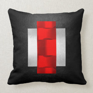 Geometrisches rotes schwarzes graues kissen