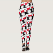 geometrisches rotes Schwarzweißmuster Leggings (Rückseite)