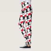 geometrisches rotes Schwarzweißmuster Leggings (Links)