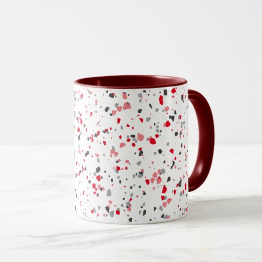 Geometrisches rotes Terrazzo-Muster Tasse (VorderseiteRechts)