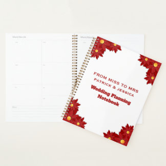 Geometrisches rotes und goldenes Blumenmuster Planer