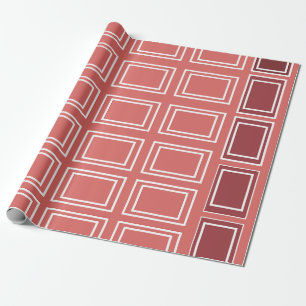 Geometrisches rotes weißes Rechteck Geschenkpapier