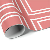 Geometrisches rotes weißes Rechteck Geschenkpapier (Rolleneckpunkt)