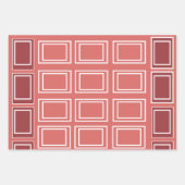 Geometrisches rotes weißes Rechteck Geschenkpapier Set (Vorderseite)