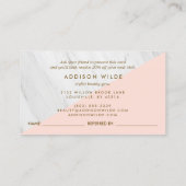 Geometrisches rötliches Marmor Moderne Empfehlungskarte (Rückseite)