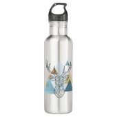 Geometrisches Rotwild-Porträt Edelstahlflasche (Vorderseite)