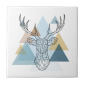 Geometrisches Rotwild-Porträt Fliese (Vorderseite)