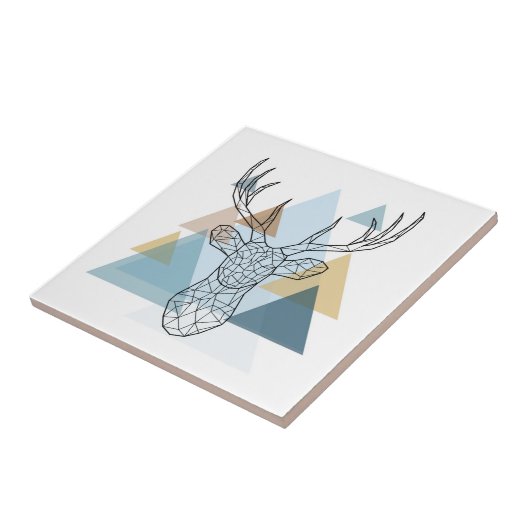 Geometrisches Rotwild-Porträt Fliese (Seite)