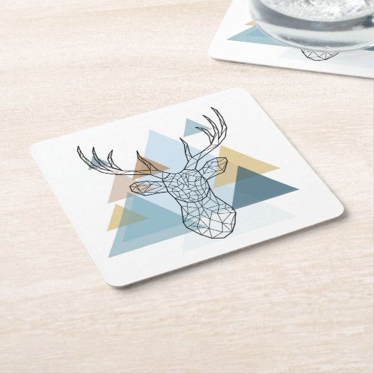 Geometrisches Rotwild-Porträt Rechteckiger Pappuntersetzer (angewinkelt)