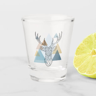 Geometrisches Rotwild-Porträt Schnapsglas