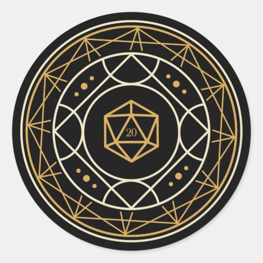 Geometrisches RPG der D20 Dice Runder Aufkleber (Vorderseite)
