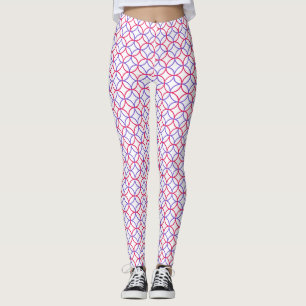 Geometrisches Rundmuster in Rot und Blau Leggings