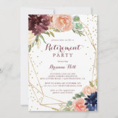 Geometrisches Rustic Gold Glitzer Retirement Party Einladung (Vorderseite)