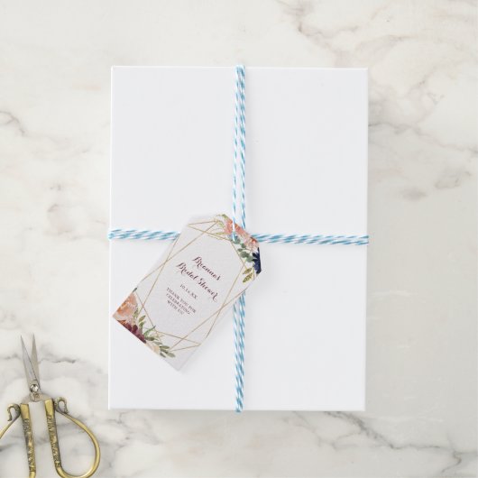 Geometrisches Rustikales Brautparty Geschenkanhänger (Mit Garn)