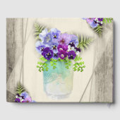 Geometrisches Rustikales Elegantes Blaues Stiefmüt Gästebuch (Rückseite)