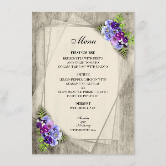Geometrisches Rustikales, elegantes Hochzeitmenü f Menükarte (Vorderseite)