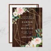 Geometrisches, rustikales Foto aus Holz Save the D Postkarte (Vorne/Hinten)