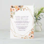 Geometrisches Rustikales Gold Elegante Herbsthochz Einladung (Stehend Vorderseite)