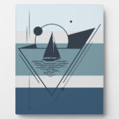Geometrisches Sailboat Moderne Kunst Fotoplatte (Vorderseite)