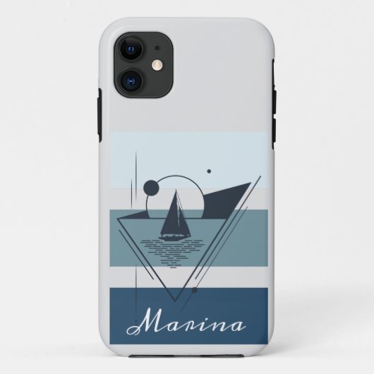 Geometrisches Sailboat Moderne Kunst Personalisier Case-Mate iPhone Hülle (Rückseite)