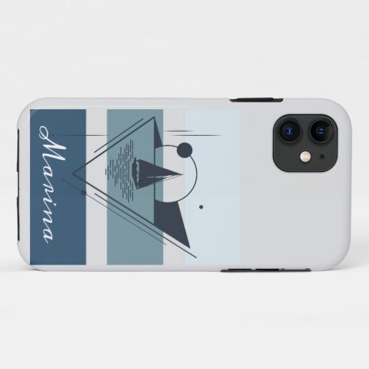 Geometrisches Sailboat Moderne Kunst Personalisier Case-Mate iPhone Hülle (Rückseite (Horizontal))