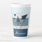 Geometrisches Sailboat Moderne Kunst Personalisier Milchtasse (Vorderseite)