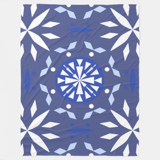 Geometrisches Schneeflockenmuster Fleecedecke (Vorderseite)